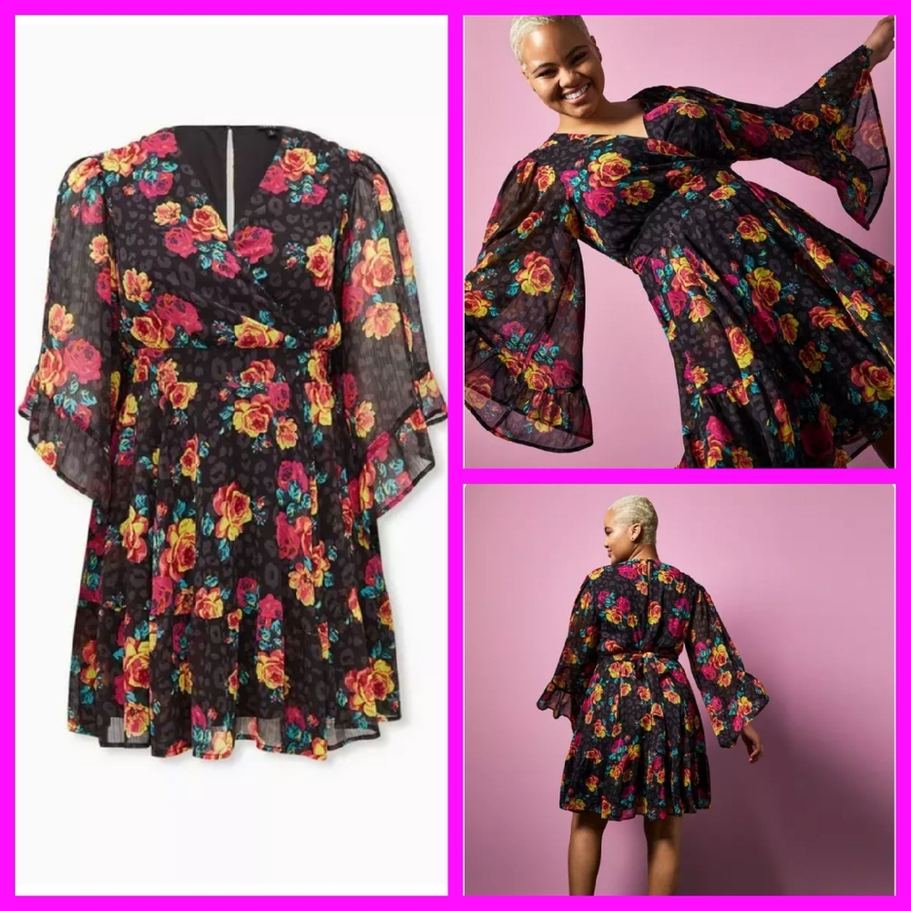 Torrid Betsey Johnson Chiffon Crinkle Mini Dress